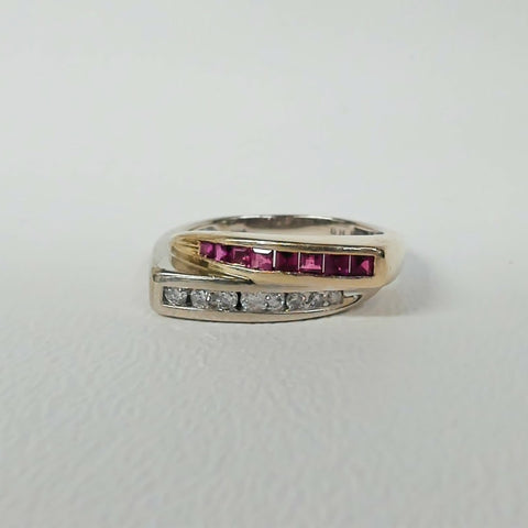 14KTT Ruby & Diamond Band