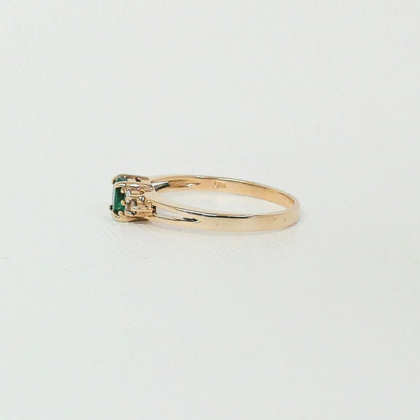 14K Emerald and Diamond Ring