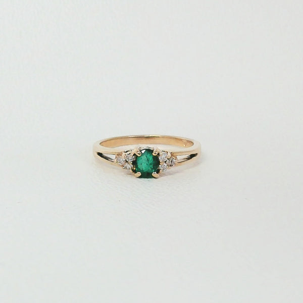 14K Emerald and Diamond Ring