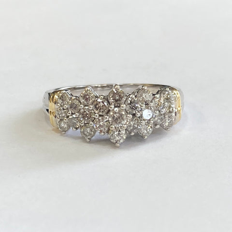 10K Flower Diamond Cluster Ring