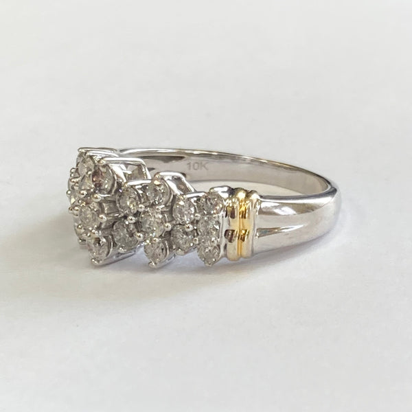 10K Flower Diamond Cluster Ring