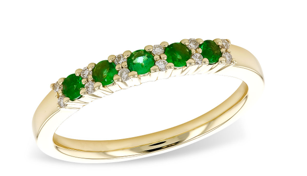 14K Emerald & Diamond Band