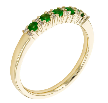 14K Emerald & Diamond Band