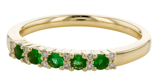 14K Emerald & Diamond Band