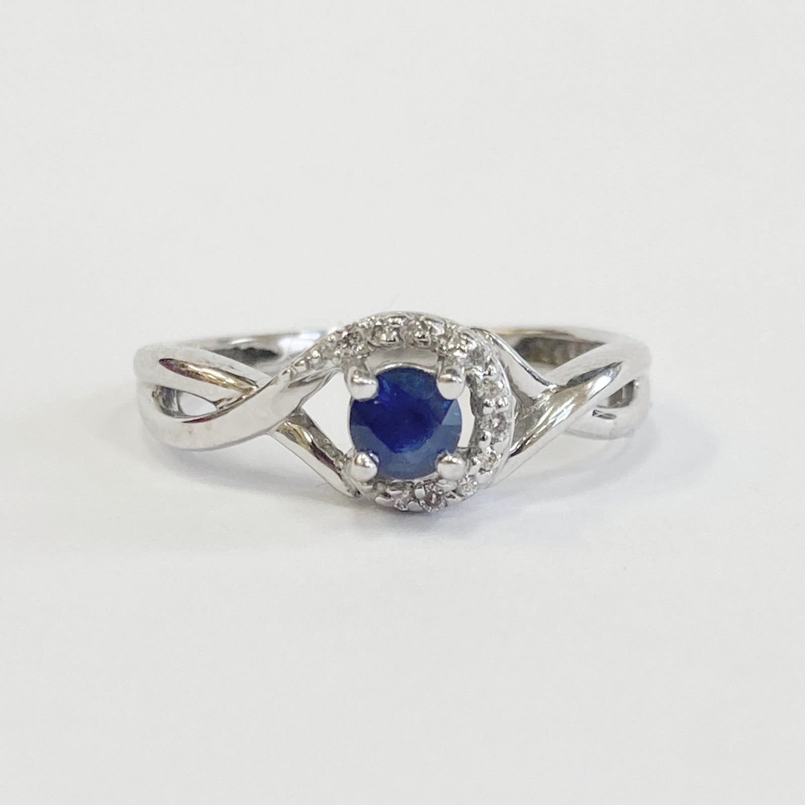 14KWG Blue Sapphire and Diamond Ring