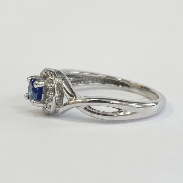 14KWG Blue Sapphire and Diamond Ring