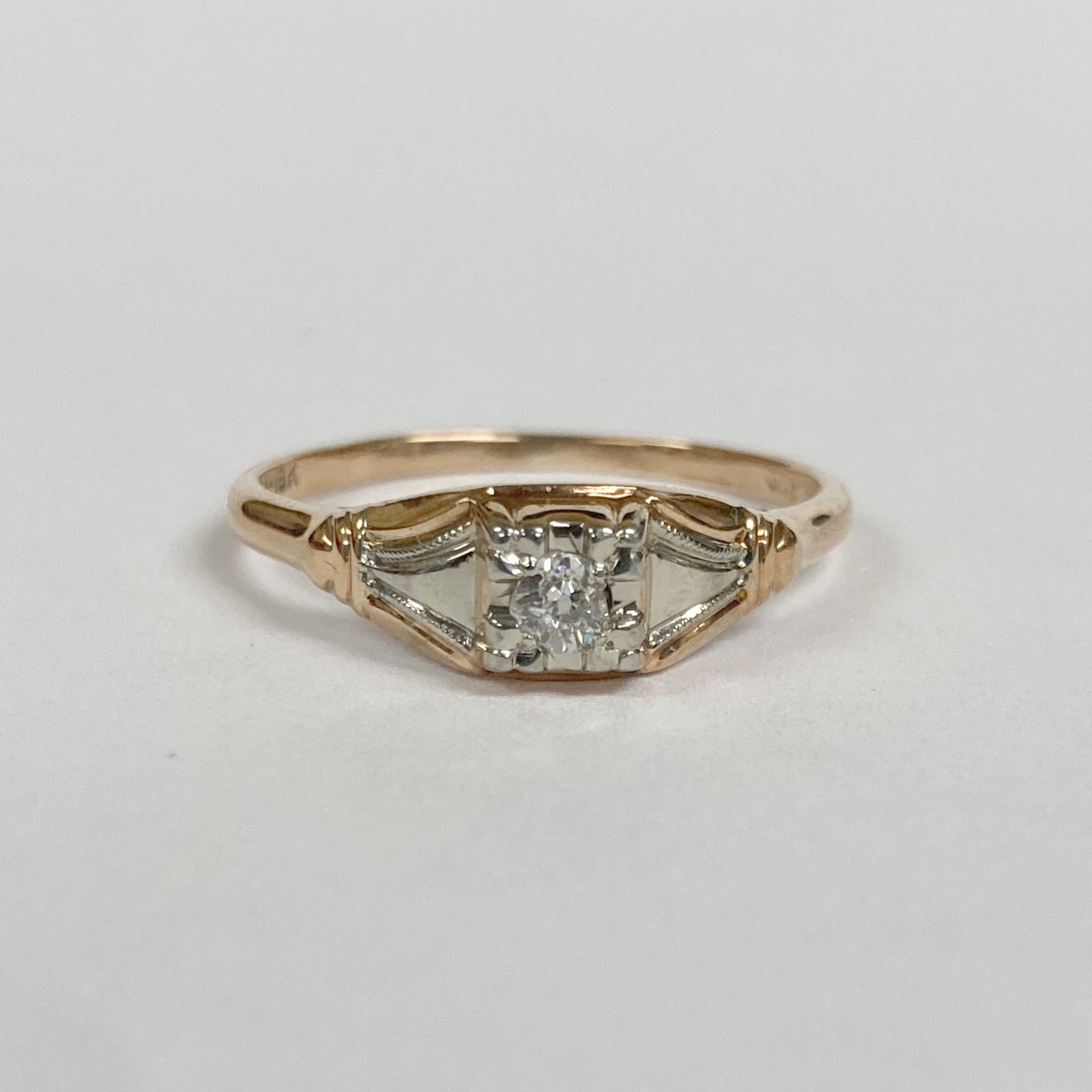 14-18K Two-Tone Vintage Engagement Ring