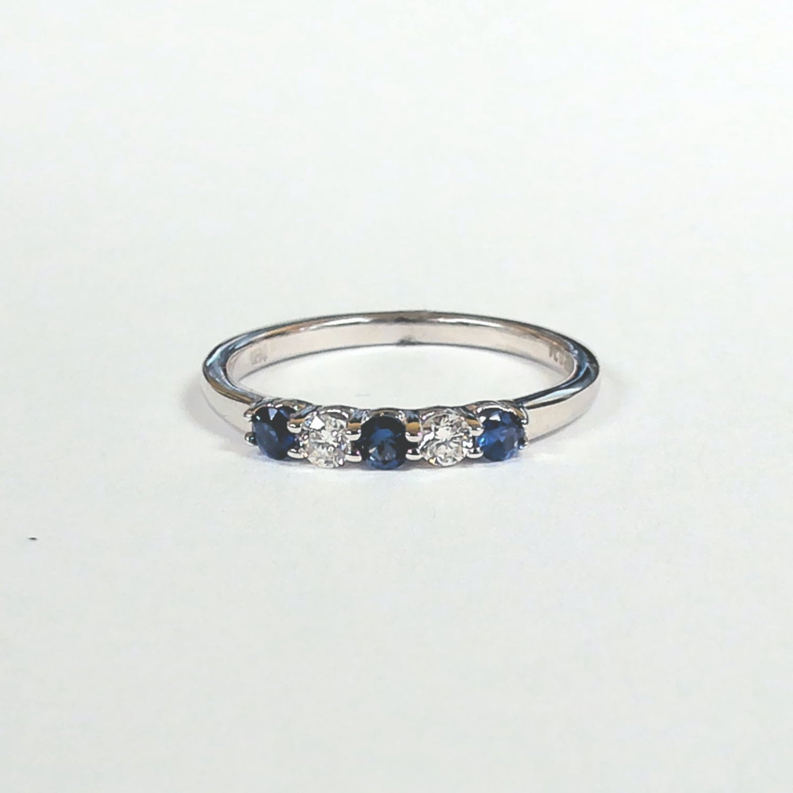 14K Blue Sapphire & Diamond Band