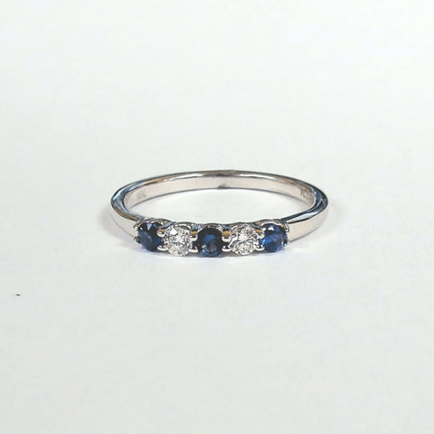 14K Blue Sapphire & Diamond Band