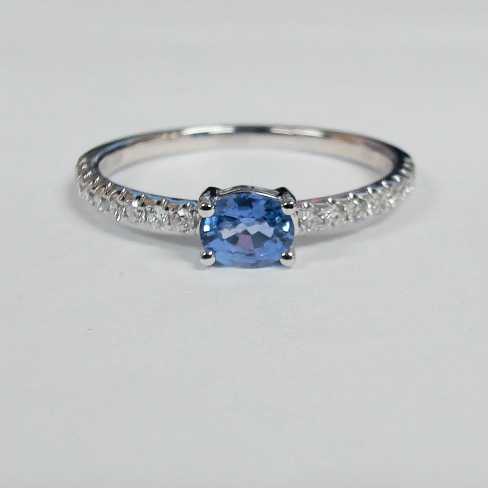 14K Blue Sapphire & Diamond Ring