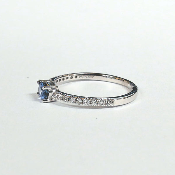 14K Blue Sapphire & Diamond Ring