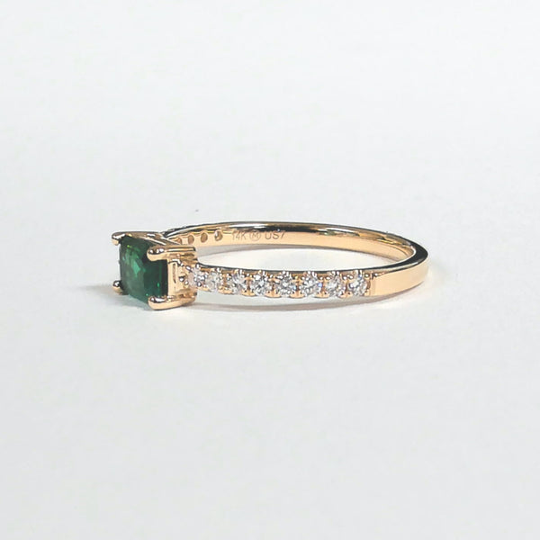 14K Emerald-Cut Emerald & Diamond Ring