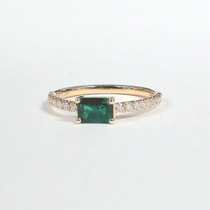 14K Emerald-Cut Emerald & Diamond Ring