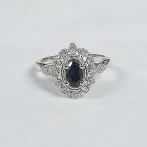 14K Sapphire & Diamond Ring