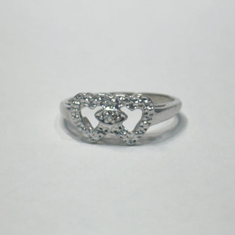 10KWG Melee Diamond Double Heart Ring