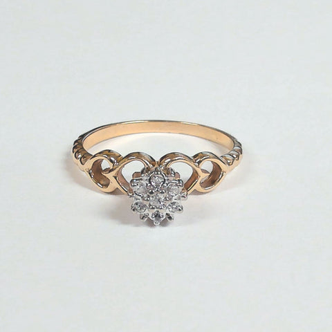 10k Cluster Diamond Melee with Heart Accent Ring