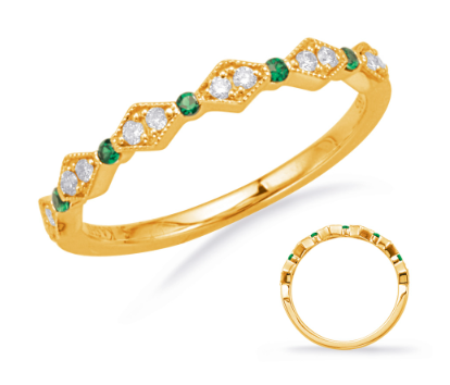 14K Emerald & Diamond Fashion Band