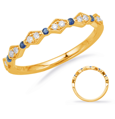 14K Blue Sapphire & Diamond Fashion Band