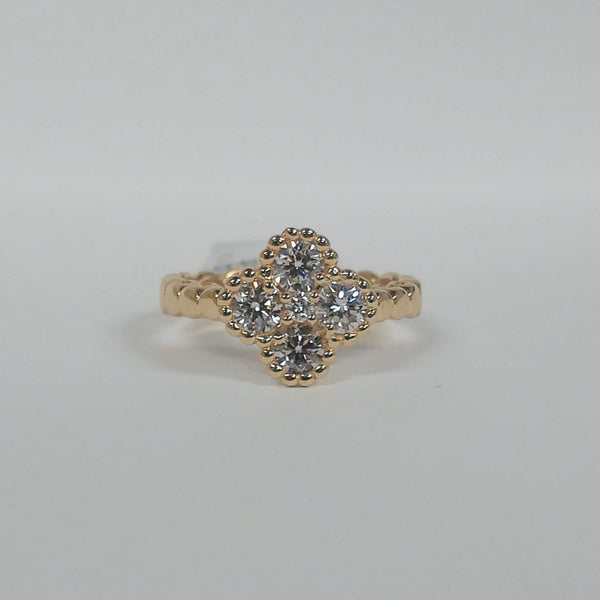 14K Diamond Clover Ring