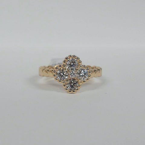 14K Diamond Clover Ring