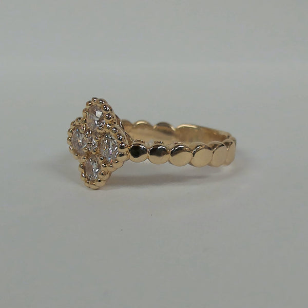 14K Diamond Clover Ring
