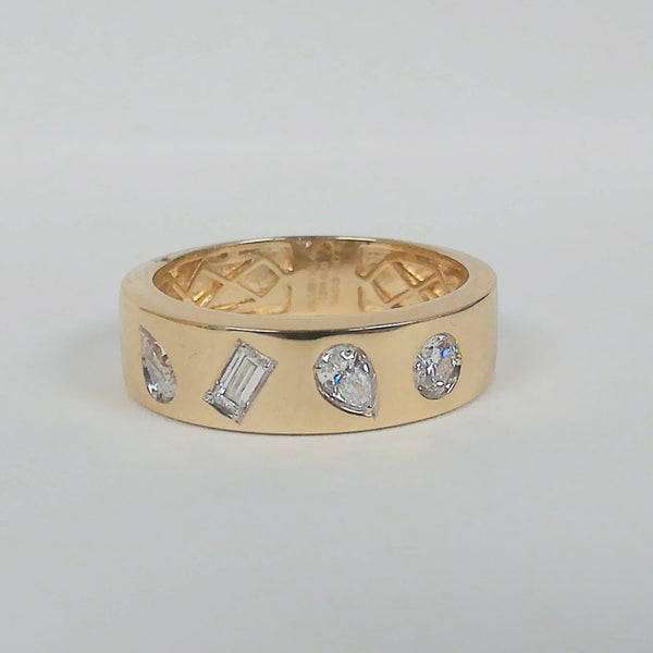 14K 4 Diamond Geometric Band