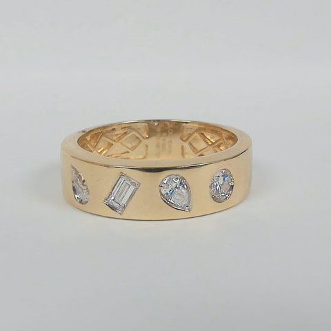 14K 4 Diamond Geometric Band