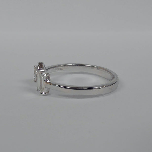 14K Baguette & Pear Diamond Negative Space Ring