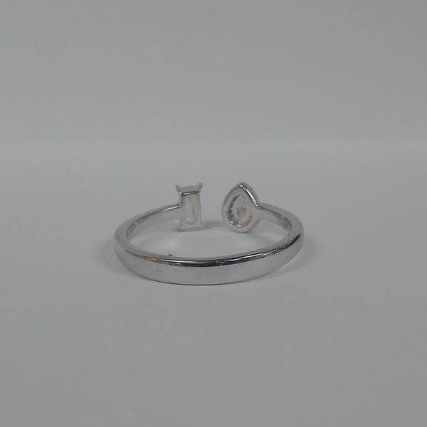 14K Baguette & Pear Diamond Negative Space Ring