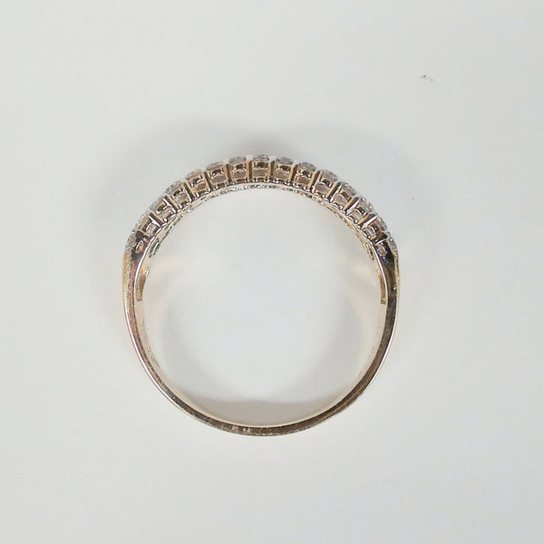 14k Baguette Emerald & Round Diamond Band