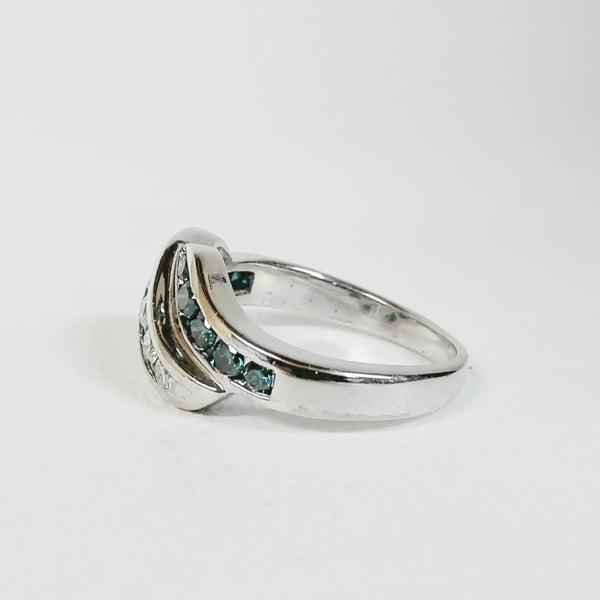 14K Blue & White Diamond Fashion Ring