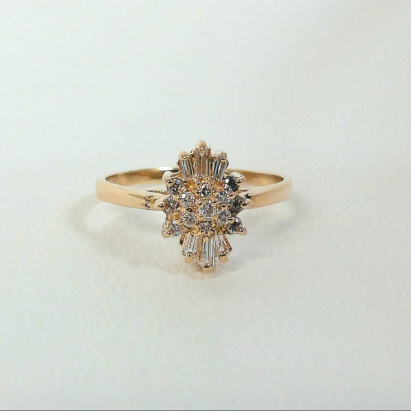 14K 1/4TW Diamond Cluster Ring