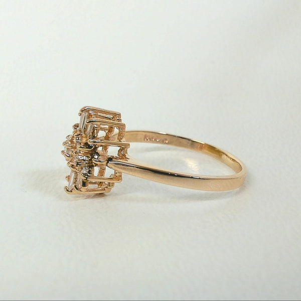 14K 1/4TW Diamond Cluster Ring