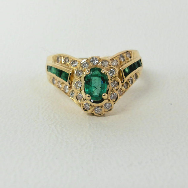 18K Emerald & Diamond Fashion Ring