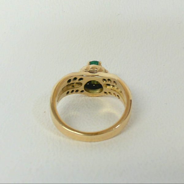 18K Emerald & Diamond Fashion Ring
