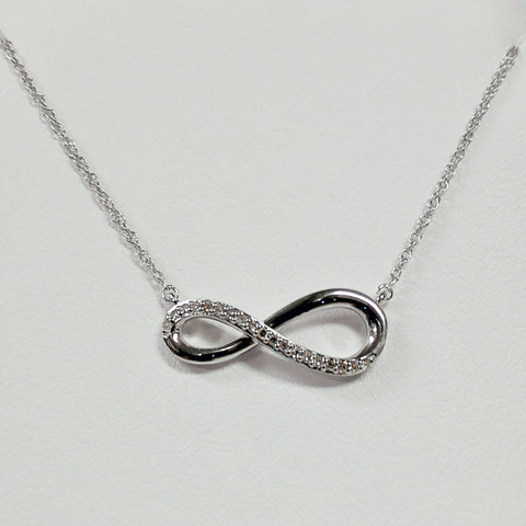 Sterling Silver Asymmetrical Infinity Diamond Necklace