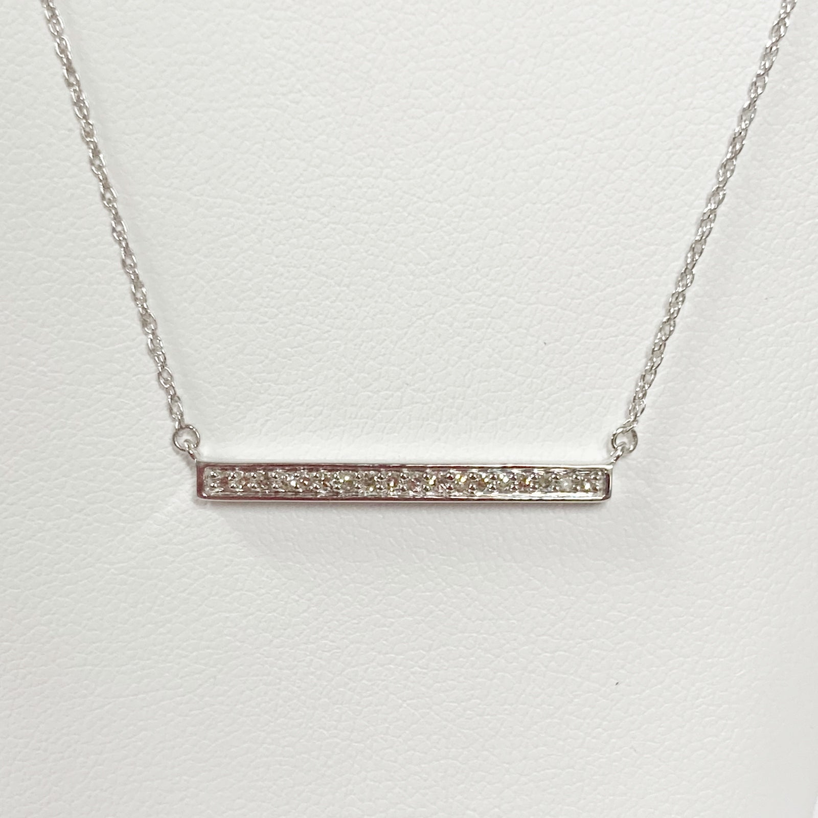 Sterling Silver Diamond Bar Pendant Necklace