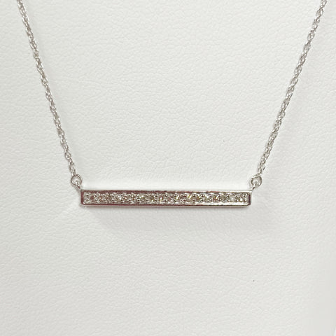 Sterling Silver Diamond Bar Pendant Necklace