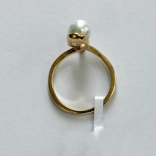 14k 6.5mm Cultured Pearl & Melee Diamond Fashion Ring