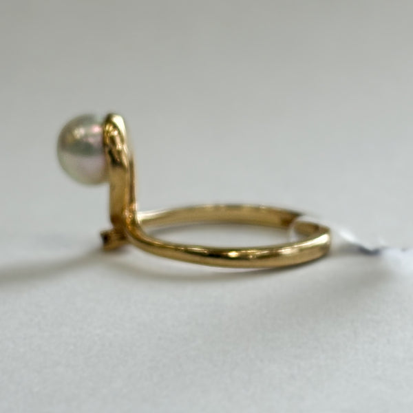 14k 6.5mm Cultured Pearl & Melee Diamond Fashion Ring