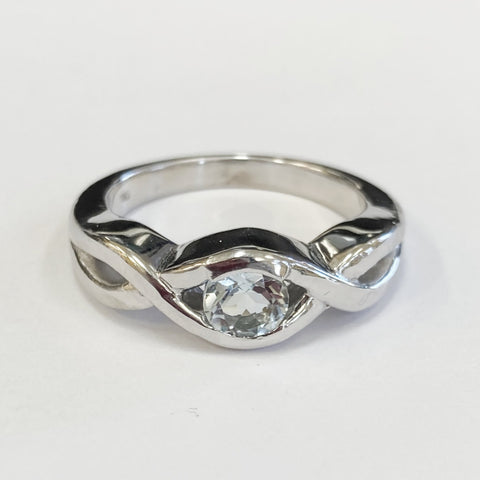 10KWG Aquamarine Infinity Symbol Ring