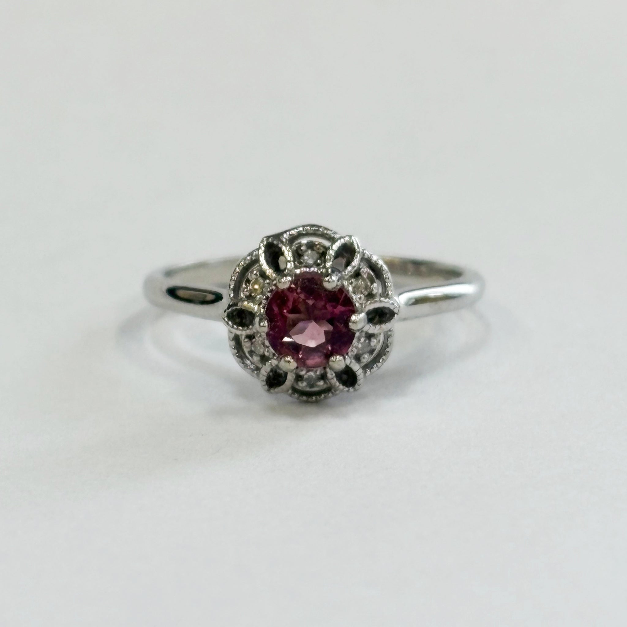 Pink Tourmaline Diamond Halo Ring