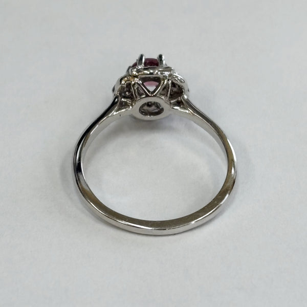 Pink Tourmaline Diamond Halo Ring
