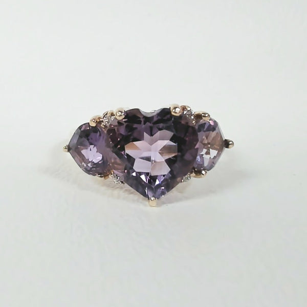 10K Heart-Shaped Amethyst Ring