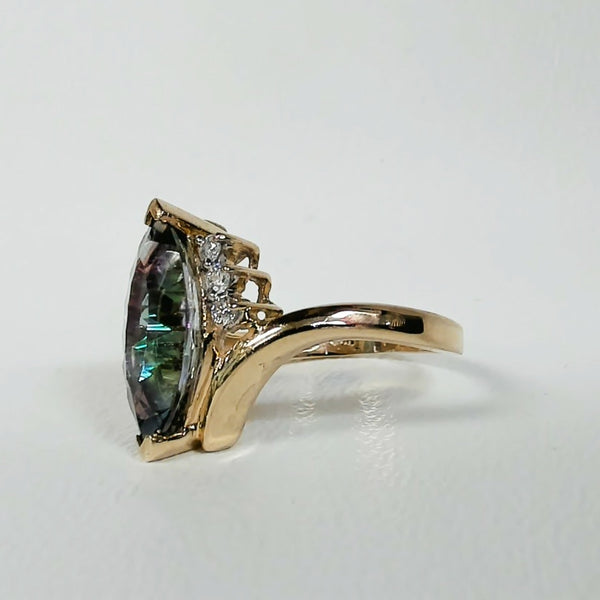 14K Mystic Topaz & Melee Diamond Ring