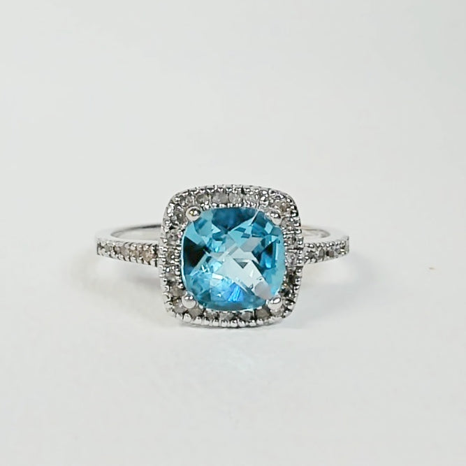 10K Blue Topaz & Diamond Ring