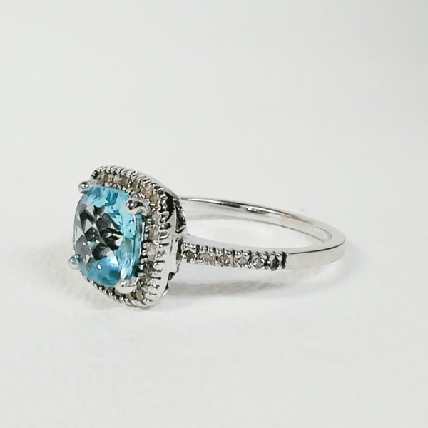 10K Blue Topaz & Diamond Ring