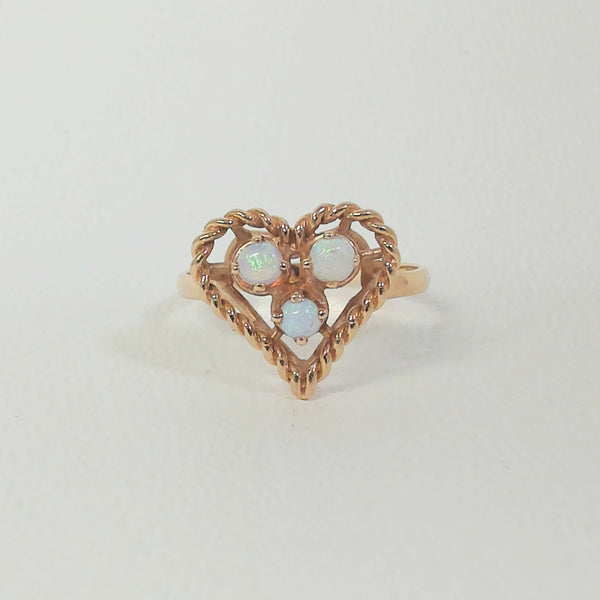 14K Opal Heart Ring