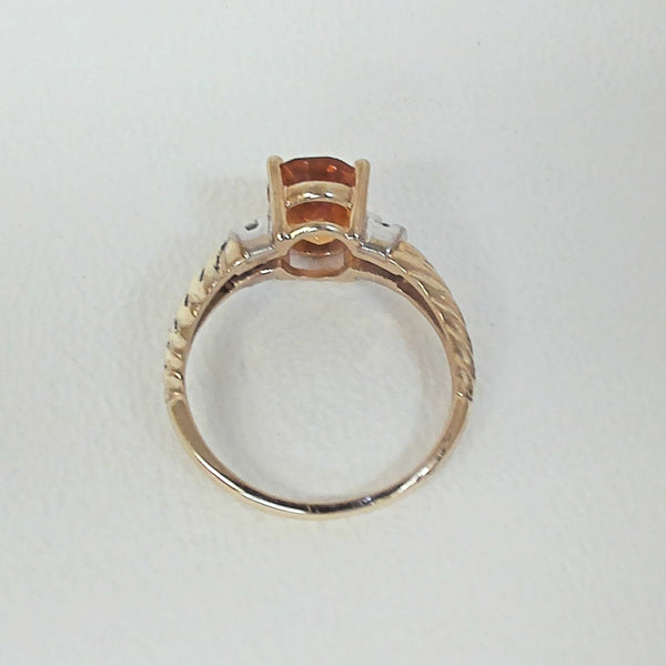 10K Oval Citrine with Diamonds Fashion Ring