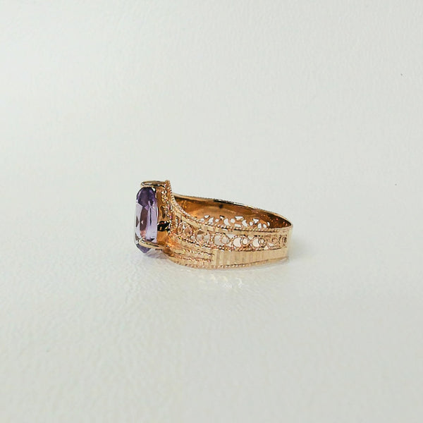 10K Amethyst Filigree Ring